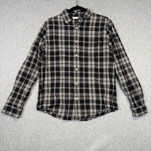 Stussy Men's Small Grey Black Striped Long Sleeve Button Down Shirt Streetwear